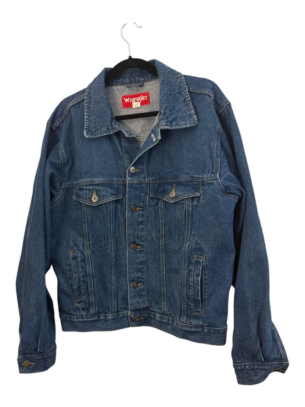 Wrangler Denim Truckers Jacket Dark Wash Mens L Western Outdoors Farm